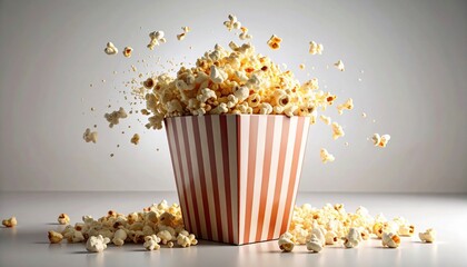 popcorn in bucket on plain background
