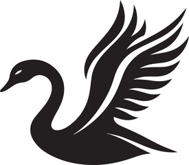 Obraz premium Minimalist Black Swan Silhouette Vector Art – Elegant Curves & Stylized Feathers