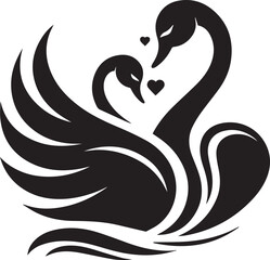 Minimalist Black Swan Silhouette Vector Art – Elegant Curves & Stylized Feathers