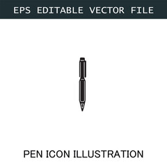 Pen Icon Logo Vector Image in Black and White for Stationery Branding and Graphic Design
