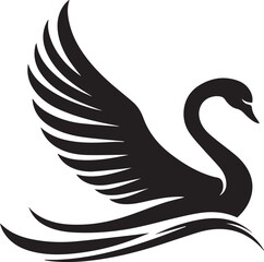 Fototapeta premium Minimalist Black Swan Silhouette Vector Art – Elegant Curves & Stylized Feathers