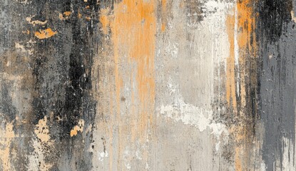 Fototapeta premium Abstract art featuring vertical streaks of dark gray, burnt orange, and off-white, creating a textured, layered effect