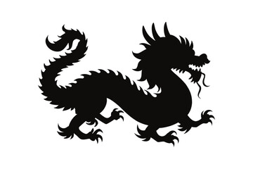 Vector illustration of the stylized silhouette of a dragon in a powerful and majestic pose