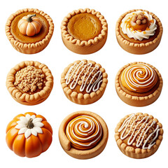 Fototapeta premium Different types of cupcakes for Halloween isolated on transparent or white background, png