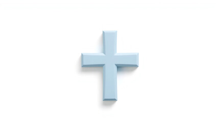 Obraz premium Light blue simple cross symbol isolated white background