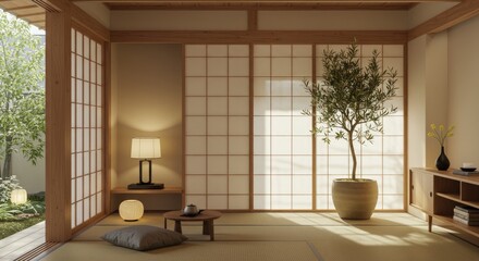 Tranquil Japanese-style room with garden view