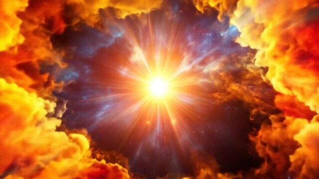 Radiant Sunburst Through Colorful Clouds