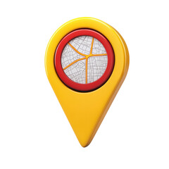 Navigating new adventures with a vibrant yellow and red map pin on transparent background