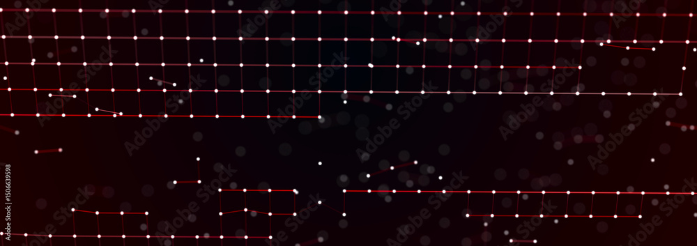 Leinwandbilder Abstract digital communication points. Technological background. Network connection structure. Color plexus effect. 3D