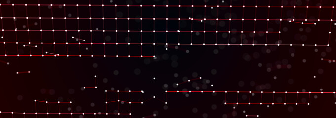 Abstract digital communication points. Technological background. Network connection structure. Color plexus effect. 3D
