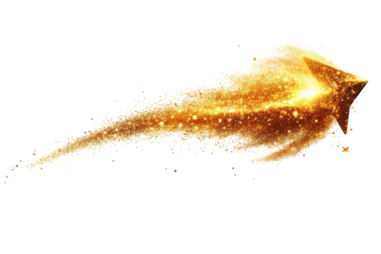 A golden shooting star trail