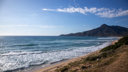 Sardinian sea Buggerru coast, San Nicolo' beach, Portixeddu  village, Italy