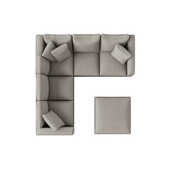 Modern L-Shaped Sectional Sofa with Ottoman - Top View