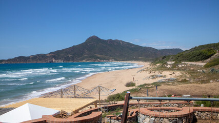 Sardinian sea Buggerru coast, San Nicolo' beach, Portixeddu  village, Italy