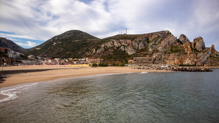 Sardinian sea Buggerru coast, San Nicolo' beach, Portixeddu  village, Italy