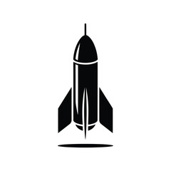 A black rocket ship ready for launch, representing space exploration and technological advancement