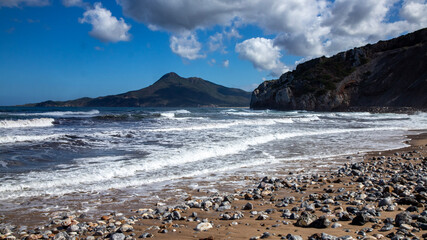 Sardinian sea Buggerru coast, San Nicolo' beach, Portixeddu  village, Italy