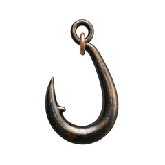 A weathered fishing hook evoking the spirit of the sea and old maritime on transparent background
