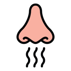 Bad smell icon flat line style illustration representing unpleasant odors and hygiene concerns, suitable for cleaning, health, and sanitation-related projects