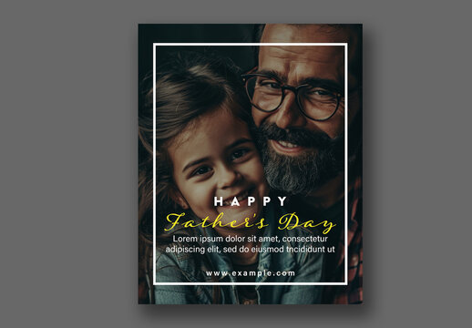 Happy Father&rsquo;s Day Editable Social Media Post with Smiling Father and Little Daughter Together.