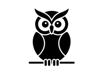 Owl vector illustration black and white drawing