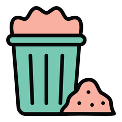 Landfill icon flat line style illustration representing waste disposal and environmental impact, suitable for sanitation, recycling, and sustainability-related projects