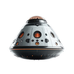 Sleek futuristic space capsule descending into the unknown ready for on transparent background