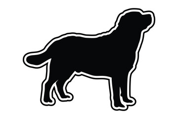 Labrador Retriever silhouette vector. Black silhouettes of dogs. Dog vector logo.
