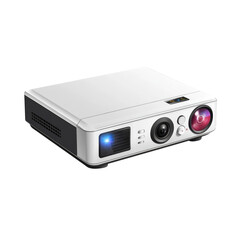 Fototapeta premium Portable home theater projector showing modern design for family movie on transparent background
