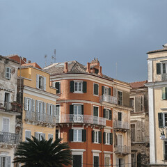 Naklejka premium Colorful Buildings in Corfu, Greece