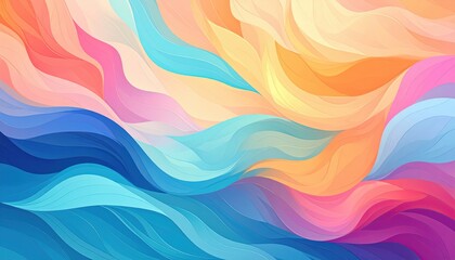 Obraz premium Vibrant abstract waves digital art fluid movement colorful modern bright creative expression