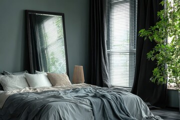 Glamorous Modern Bedroom with Expansive Decorative Mirror and Bohemian Accents