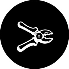 Minimalist Pliers Graphic on Circular Black Backdrop for Construction Concepts