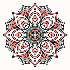 Vector hand drawn doodle mandala. Ethnic mandala with colorful tribal ornament. Isolated. Bright colors.
