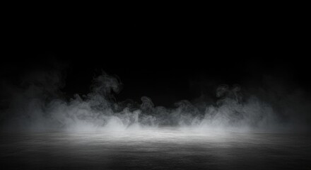 Ethereal fog bank rolling in over a dark textured ground