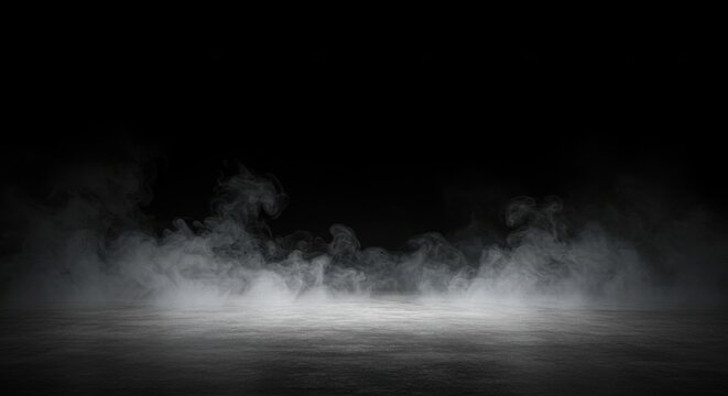 Ethereal fog bank rolling in over a dark textured ground