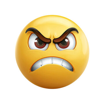 Angry Emoticon 3D Rendering on Transparent Background