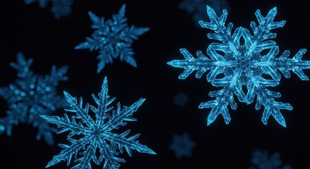 Frosty Blue Majesty A dance of intricate crystalline snowflakes on an endless dark winter night