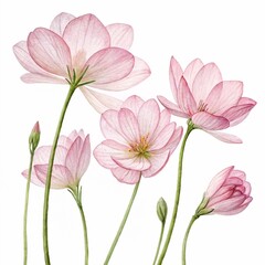 Obraz premium Delicate pink flowers watercolor painting isolated on white background