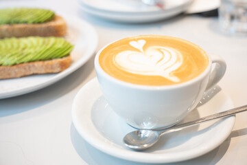 Top down view of a cup of cappuccino. Tsuen Wan, Hong Kong