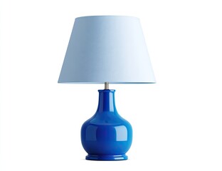 Light blue shade, royal blue base table lamp