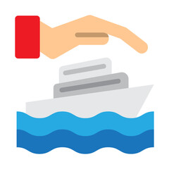 Cruise Insurance Vector Flat Icon Design