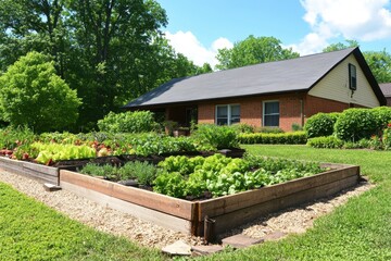 Fototapeta premium Home Vegetable Garden: Embrace Freshness and Healthy Living with Your Backyard Harvest