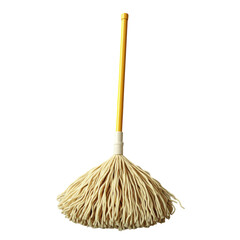 Cleaning mop standing ready symbolizing household chores and springtime on transparent background