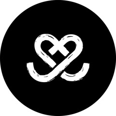 Stylized Heart Motif on Circular Canvas: A Symbol of Modern Connection