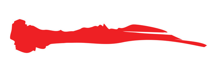 Red line of paint isolated, red smear on white background.