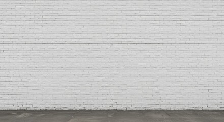 Fototapeta premium Whitewashed brick facade meets concrete floor in an urban backdrop