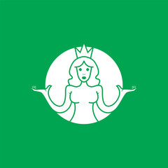 Beautiful goddess logo symbol with crown.eps