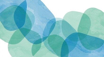 Watercolor blooms Blue  green shapes intertwine in an abstract dance