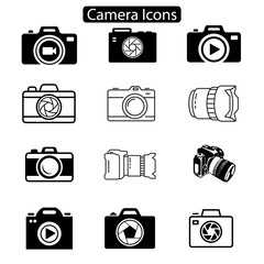 Photography camera icon vector, Camera icon set. Photo camera in flat style. Vector